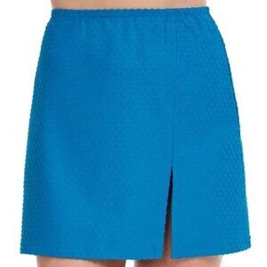 NWT GOTTEX DAY DREAM TEXTURED COVER UP MINI SKIRT WITH SLIT Sea Breeze Blue Sz M